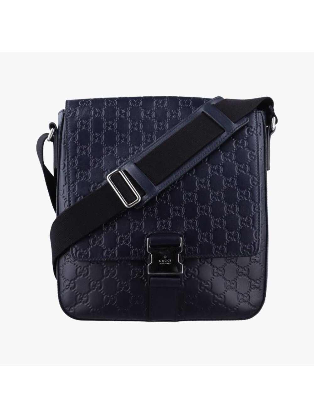 Gucci GG Plus Supreme Navy Leather Shoulder Bag